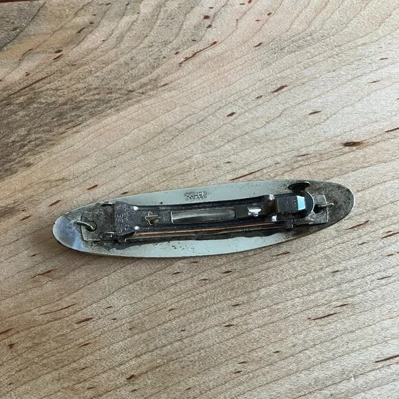 Beautiful Vintage Alpaca Silver Mexico Geometric Hair Barrett - Picture 3 of 7